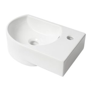 Product Image and Link for Small Sink – 16 inch Small Wall Mounted Ceramic Sink with Faucet Hole – ALFI brand ABC119 White