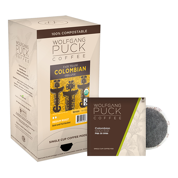 Product Image and Link for Wolfgang Puck Single Serve Paper Coffee Pods