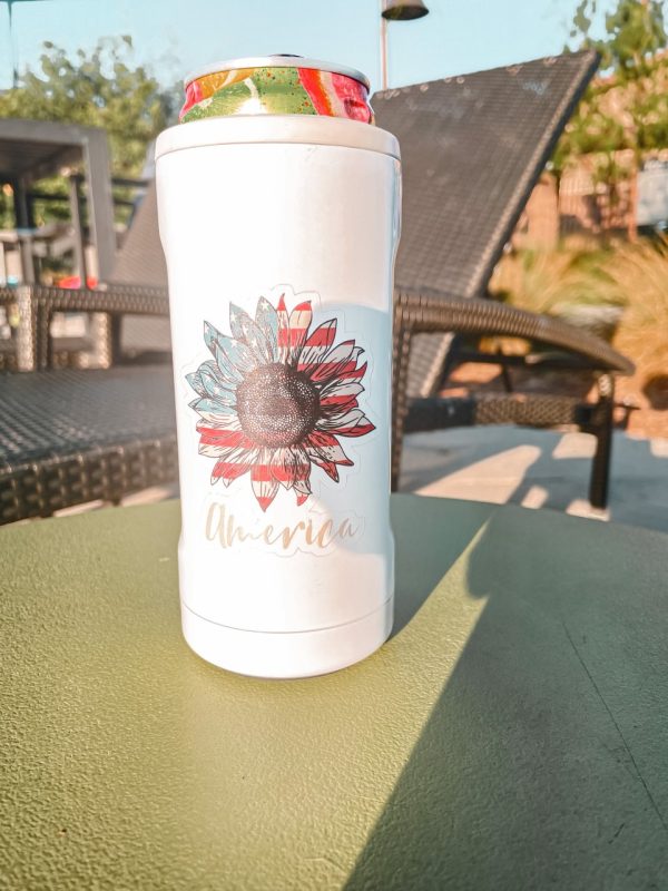Product Image: American Flag Sunflower Slim Can Cooler