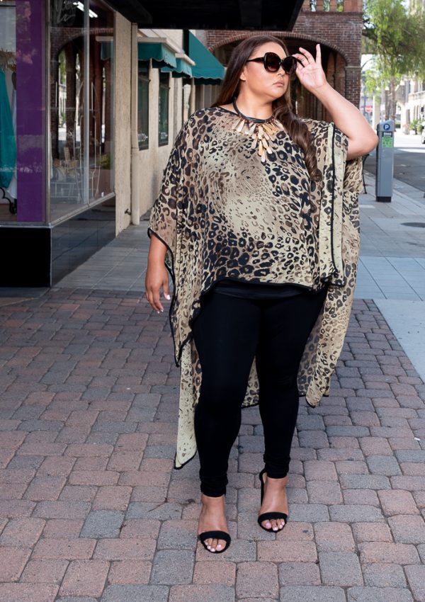 Product Image and Link for Plus Size Black/Tan Animal Print Hi-Lo Tunic