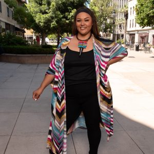 Product Image and Link for Plus Size Multicolored Abstract Print Maxi Kimono Duster