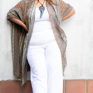 Product Image and Link for Plus Size Brown/Yellow/Black Maxi Kimono Duster