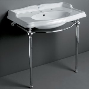 Product Image and Link for Britannia Large Rectangular Sink Console with Front Towel Bar – Whitehaus B-AR864-ARCG1-P