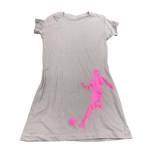California Shop Small Girls’ Tunic Cotton Dress Soccer Grey Pink Soccer Player
