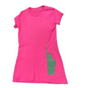 Product Image and Link for Girls Tunic Cotton T-Shirt Dress Pink with Statue of Liberty