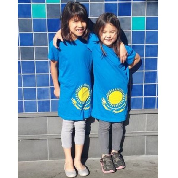 California Shop Small Girls Tunic Cotton T-Shirt Dress Navy Blue with Korea Flag Yin Yang