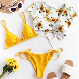 California Shop Small Sunshine & Flowers Three Piece Swimsuit