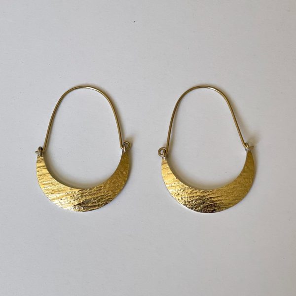 Product Image and Link for Verona Stamped Brass Crescent Earrings