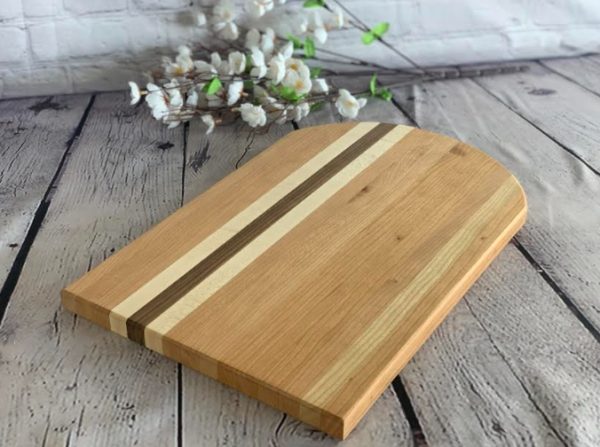 Product Image and Link for Cedar Chopping Board with Decorative Stripe – Custom Engraving Available