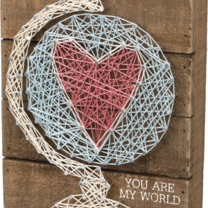 Product Image: Heart In Globe String Art Wood Sign