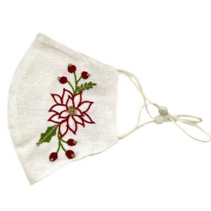 Product Image and Link for Hand Embroidered Poinsettia Face Mask