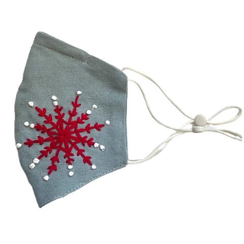Product Image and Link for Hand Embroidered Snowflake Face Mask
