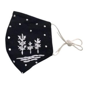 California Shop Small Hand Embroidered Snowy Trees Face Mask (Adult Small Size)