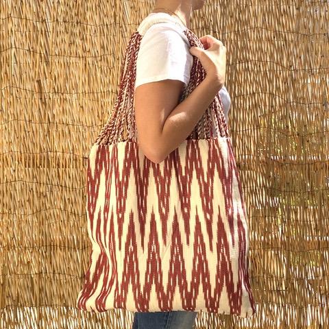 Product Image and Link for Oversized Ikat Hammock Bag With Braided Handles