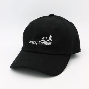 Product Image and Link for Happy Camper Black Baseball Cap