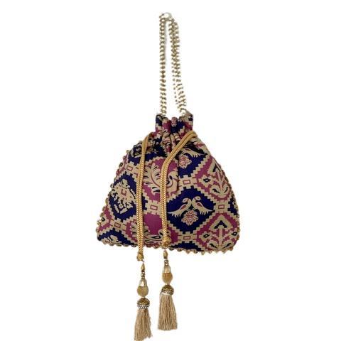 Product Image and Link for Ikat Peacock Drawstring Clutch