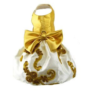 Product Image and Link for Gold and White Dog Harness Dress