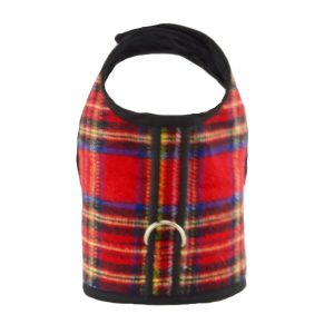 Product Image and Link for Red Tartan Plaid Brushed Cotton Dog Cat Vest Harness