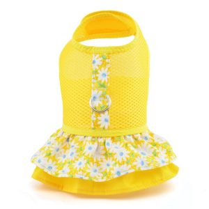 Product Image and Link for Yellow Air Mesh Ruffled Dog Vest Harness