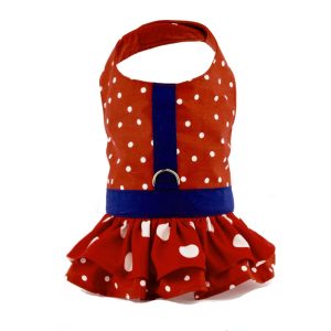 Product Image and Link for Red Polka Dot Ruffled Dog Vest Harness