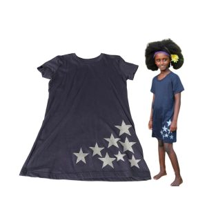 Product Image and Link for Girls Tunic Cotton T-Shirt Dress Silver Stars