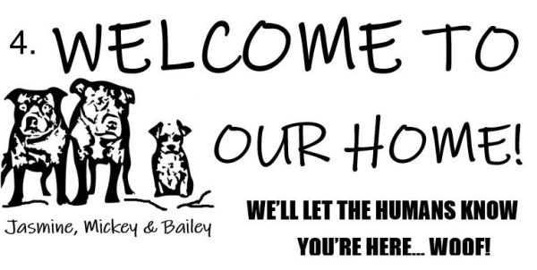 Product Image and Link for Customized Welcome Sign with Your Pets Image Welcoming Guests & Loved Ones.
