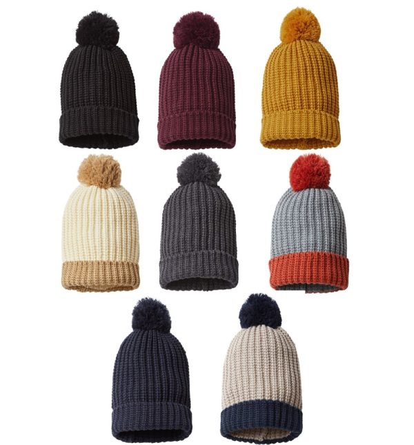 Product Image and Link for Chunky Cable with Cuff & Pom Beanies Assorted Colors