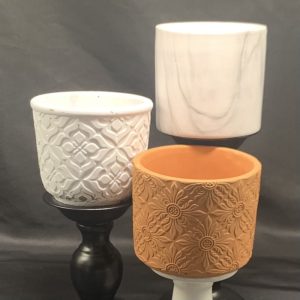 Product Image: Embossed, Round Ceramic Pots for Indoor/Outdoor plants