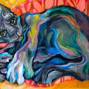 California Shop Small Art Print and Original Oil Pastel – Love Letter TO A LITTLE BLACK CAT