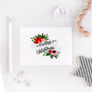 California Shop Small Merry Christmas Floral Banner Greeting Card