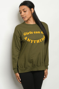 California Shop Small Girls Can Do Anything Graphic Sweatshirt Olive