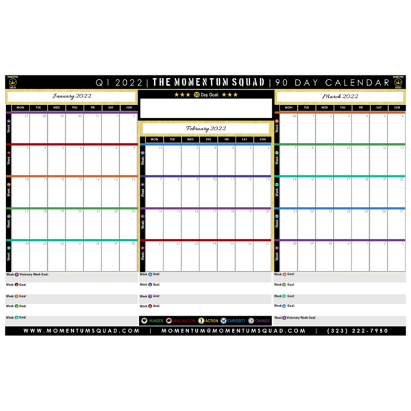 Q3 2022 90 Day Wall Calendar Write + Wipe California Shop Small