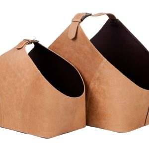 Product Image and Link for Vintage Copper Leather Basket Set