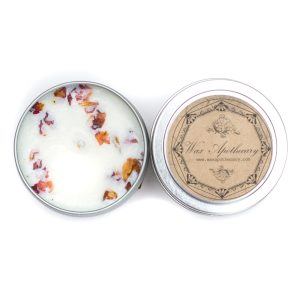 Product Image: PURE ROSE 4OZ BOTANICAL CANDLE TRAVEL TIN by Wax Apothecary