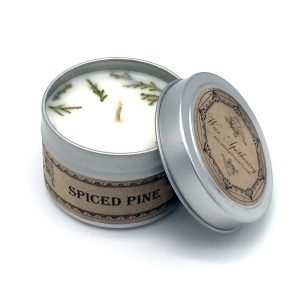 California Shop Small SPICED PINE 4OZ BOTANICAL CANDLE TRAVEL TIN by Wax Apothecary
