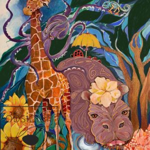 California Shop Small Art Print – Whimsy GIRAFFE & HIPPO