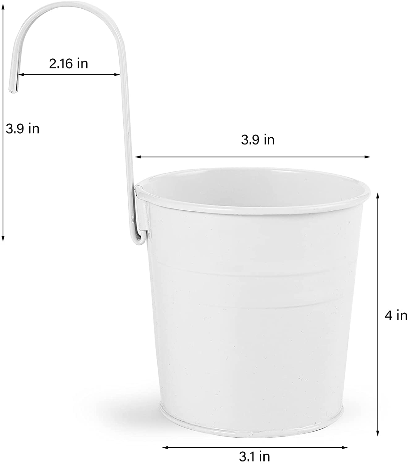 4 Inch White Metal Bucket Hanging Flower Pots California Shop Small