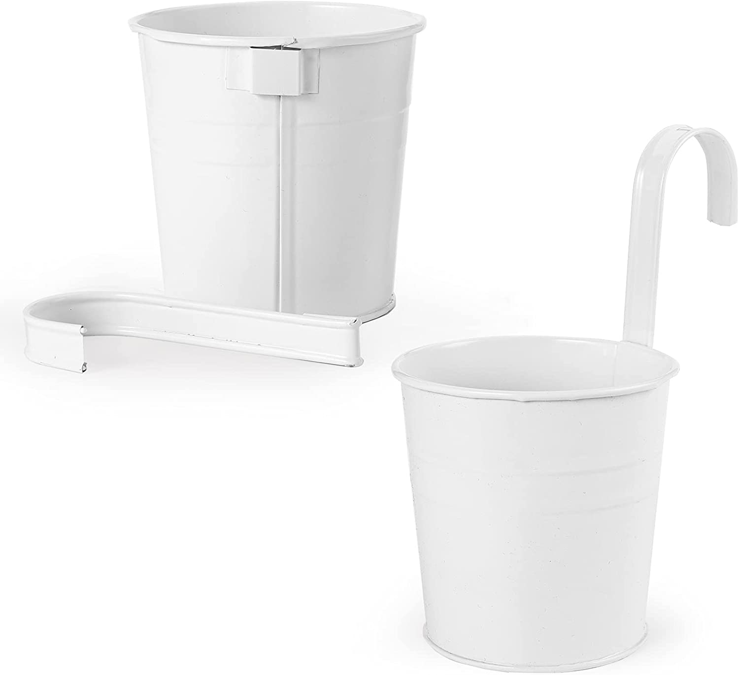 4 Inch White Metal Bucket Hanging Flower Pots California Shop Small