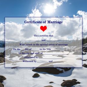 California Shop Small Decorative Certificate of Marriage, Winter Scene #2
