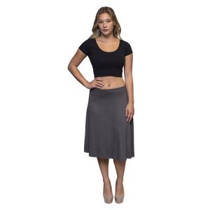 Product Image and Link for Fun & Flirty PLUS SIZE A-Line Grey Knee Length Skirt