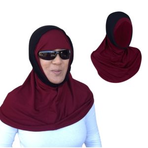 Product Image and Link for Innovative Hijab with Hidden Pocket – Maroon & Black