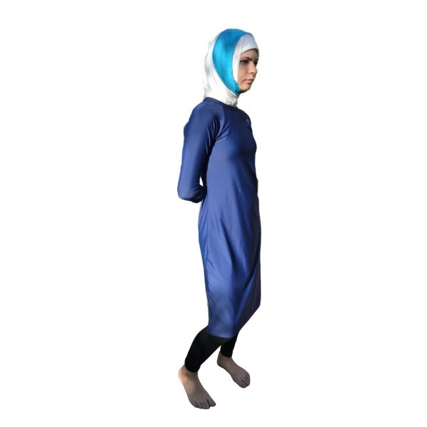 California Shop Small Innovative Hijab with Hidden Pocket – White & Blue