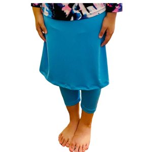 Product Image and Link for Modest Swim Bottoms for Girls Leggings with Attached Skirt – Turquois