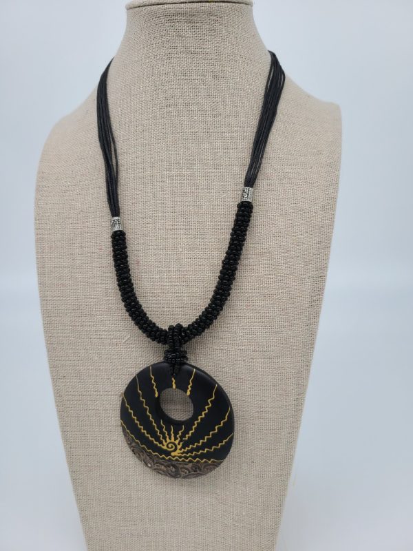 Product Image: Gold Sunrays Painted Handmade Pendant Necklace