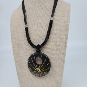 California Shop Small Gold Sunrays Painted Handmade Pendant Necklace