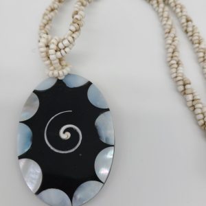 Product Image: Beaded Necklace – Inlaid Mother of Pearl Pendant