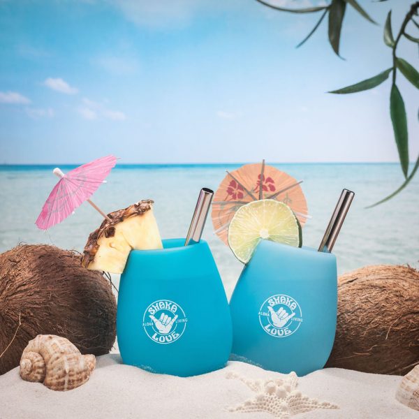 Product Image: Sand Based Silicone, Unbreakable Wine Glass Set:  Includes 4 premium glasses & 4 stainless steel straws