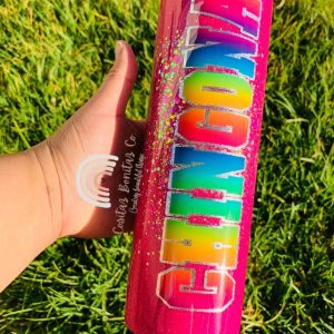 Product Image and Link for Chingona Varsity Letter Glitter Burst Tumbler