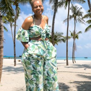 California Shop Small Tropical 2-PC Off The Shoulder Jumpsuit