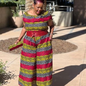 California Shop Small Jamila African Print Jumpsuit & Clutch